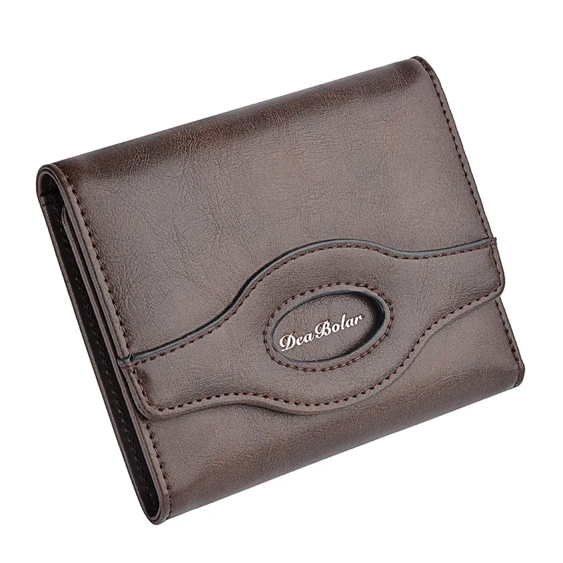 Hot Sale Hasp 3 Fold Vintage Multifunction Short Wallet Men Wallets Coin Pocket Zipper Man PU Leather Small Card Holder Photo - Цвет: Темный хаки