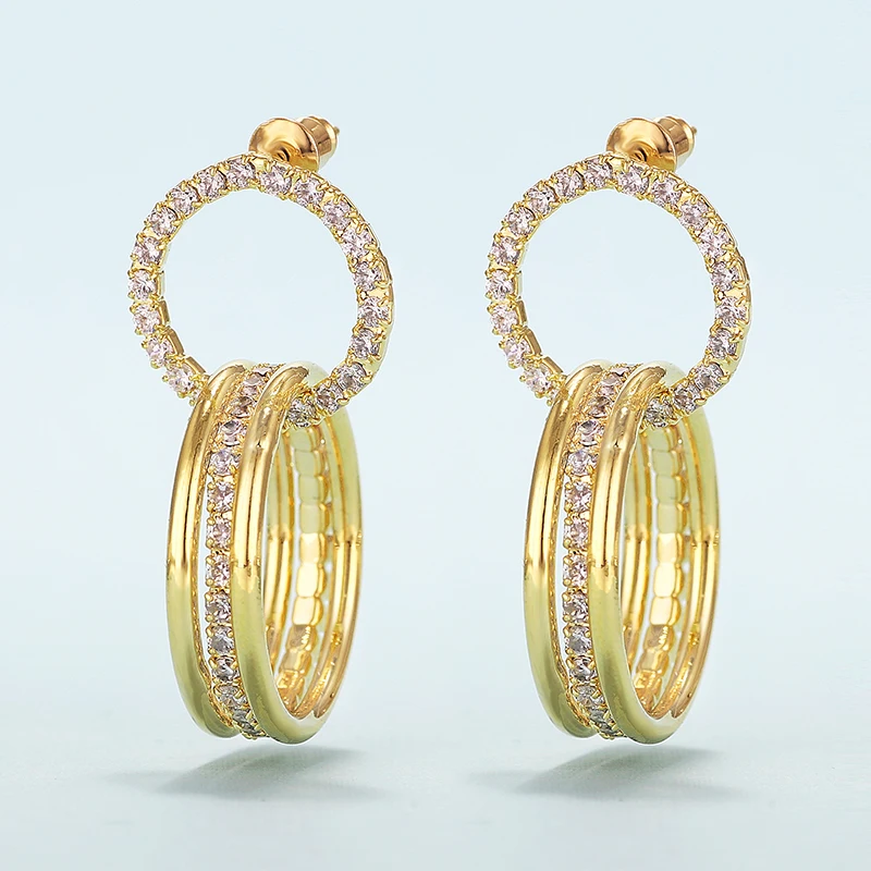 

Shinning Zirconia Circle Earrings Personality Design 925 Pin Exaggerated Earrings Fashion Women Temperament Jewelry XIUMEIYIZU