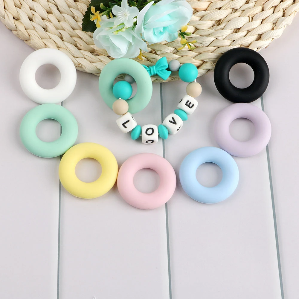 Kovict 5Pcs Perle Silicone Beads Round Silicone Teether Baby Teething Ring 42mm Food Grade Teething Necklace Toy Baby Products Baby Teething Items discount