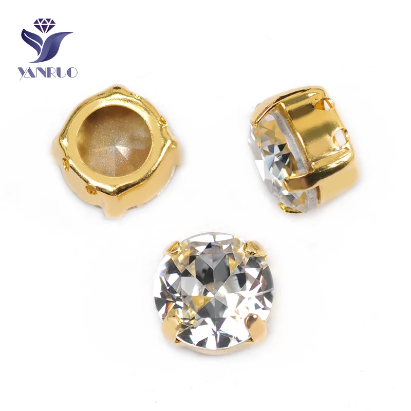 With Gold Claw YANRUO 1357, все размеры, кристально чистые Стразы для рукоделия, стразы для рукоделия - Цвет: With Gold Claw