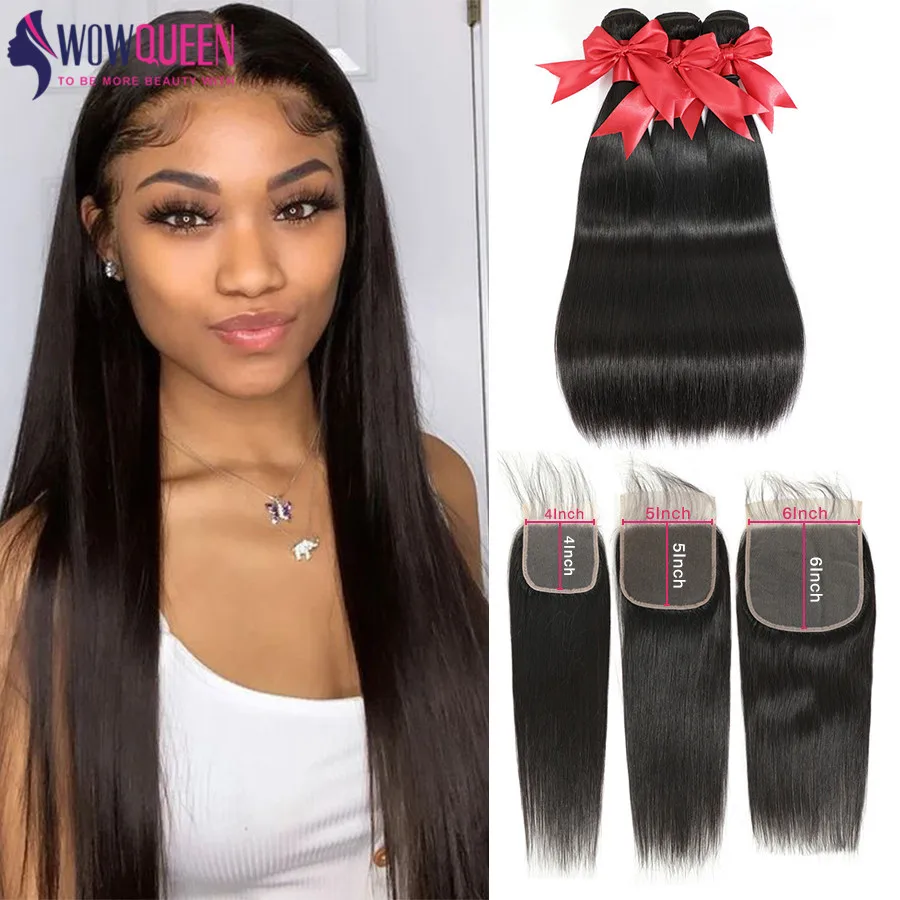 Fechamento de Wowqueen Fechamento de Fechamento de 7x7 e Pacotes de Ondas Água Remy Cabelo Brasileiro Tece Humano d' 11 Cheap Pacotes com 34 com fecho