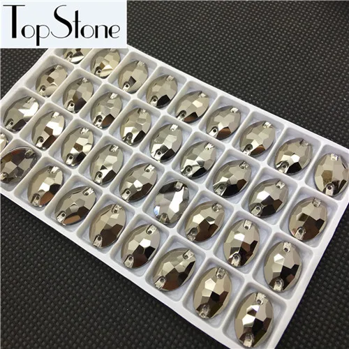 silver hematite Topstone 11x16 мм Овальный пришить горный хрусталь Стекло Хрустальные Цвета Flatback пришить Камень для свадебного платья одежда - Цвет: silver hematite