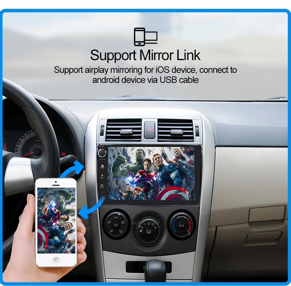 Perfect Android 9.0 car dvd player for Toyota Corolla Eight Core 9 inch 1024*600 screen car radio stereo gps navigation video player 11