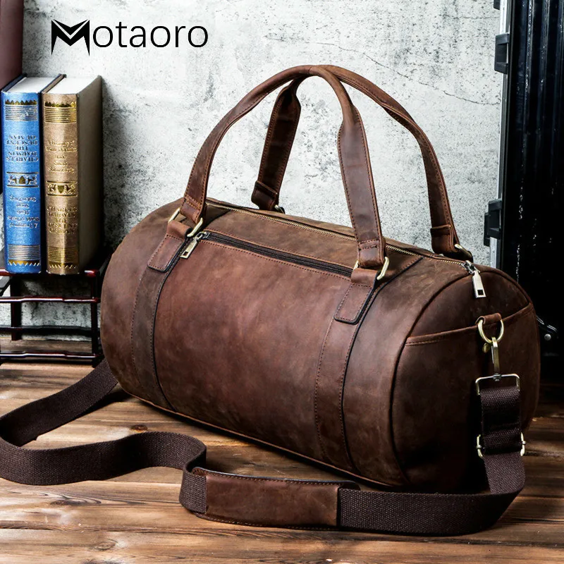 Мужские дорожные сумки из натуральной кожи органайзер для багажа спортивная