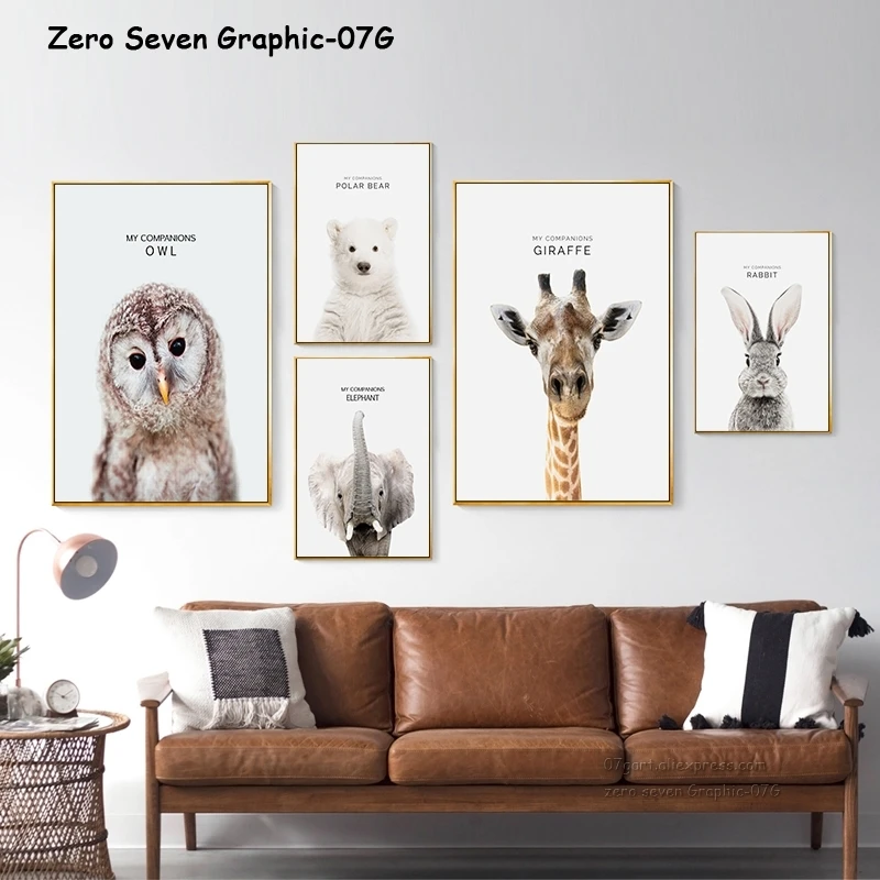 Cute Nordic Jungle Animal Lion Giraffe Rabbit Canvas Printing Poster Gallery Wall Art Picture For Living Room Home Decoration Canvas Painting Home Decorpicture Wall Aliexpress