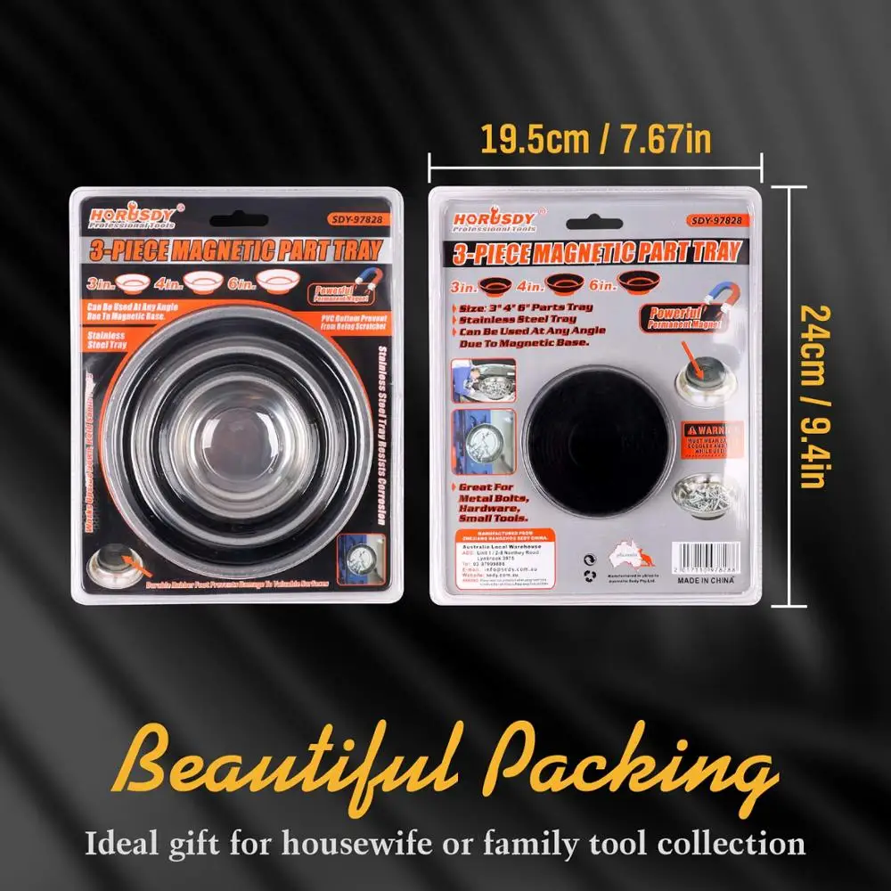 

2020-SEDY3-Piece Magnet Trays Set, 3" 4" 6", Round Magnetic Trays Tools Parts Tray Holder