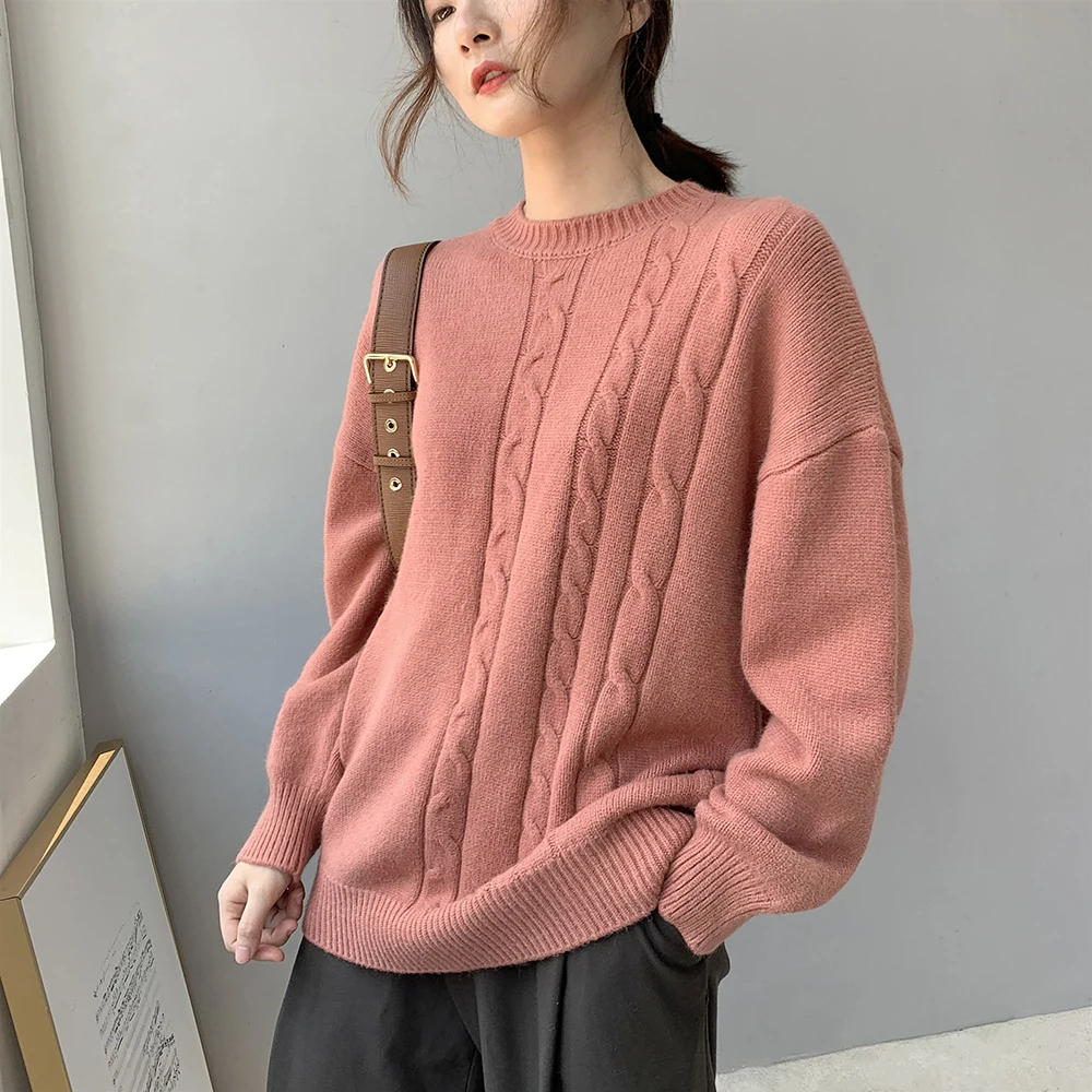 Женский свитер и пуловеры с круглым вырезом и длинным рукавом, женский свитер, Осенние толстые пуловеры, черный свитер, Женский вязаный свитер