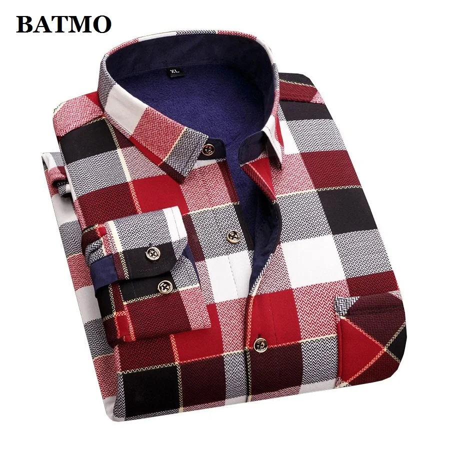 BATMO Новое поступление зимние высококачественные толстые повседневные рубашки в клетку мужские теплые рубашки с принтом Большие размеры CS15 - Цвет: 826