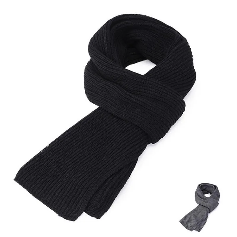 Men's Knitted Scarf Winter Muffler Warm Face Earflaps Shawl Chenille Hand Knitting Scarves Leisure Black