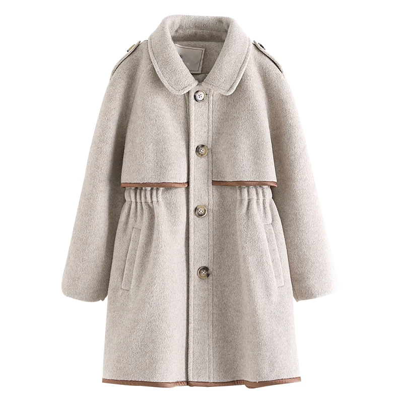 

Girls Elegant Woolen Jacket European Style Autumn Winter New Kids Tweed Overcoat Children's Thickened Casual Coat Outerwear P5