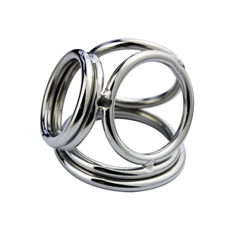 CBT Sex Toy Metal Cock Ring Cage BDSM Testicle Ball Torture Bondage Gear Stainless Steel for Men