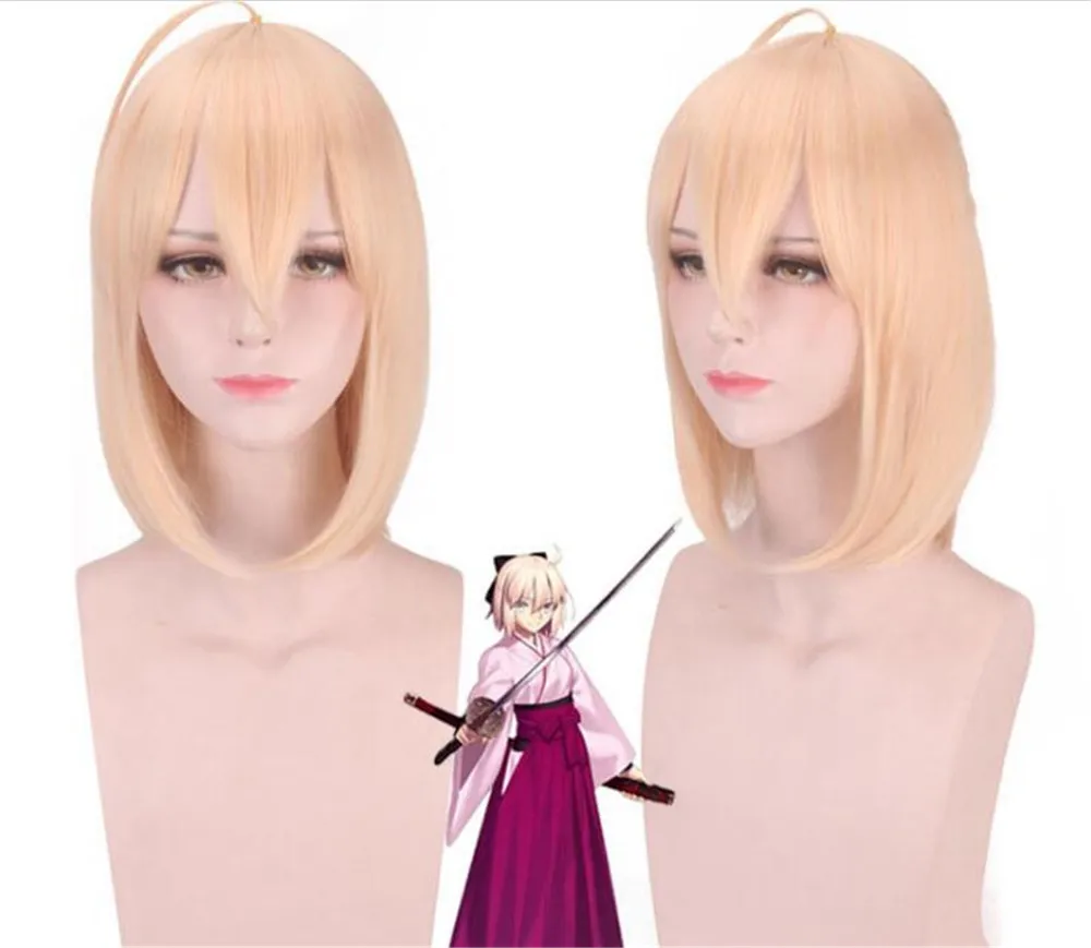 Парик для косплея Okita Souji Fate Grand Order короткие синтетические женские волосы из аниме