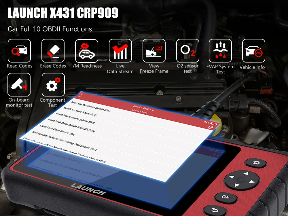 best car inspection equipment LAUNCH X431 CRP909C OBD2 Automotive Scanner Professional Airbag TPMS IMMO 26 Reset Code Reader OBD 2 Car Diagnostic Scanner Tool best car inspection equipment
