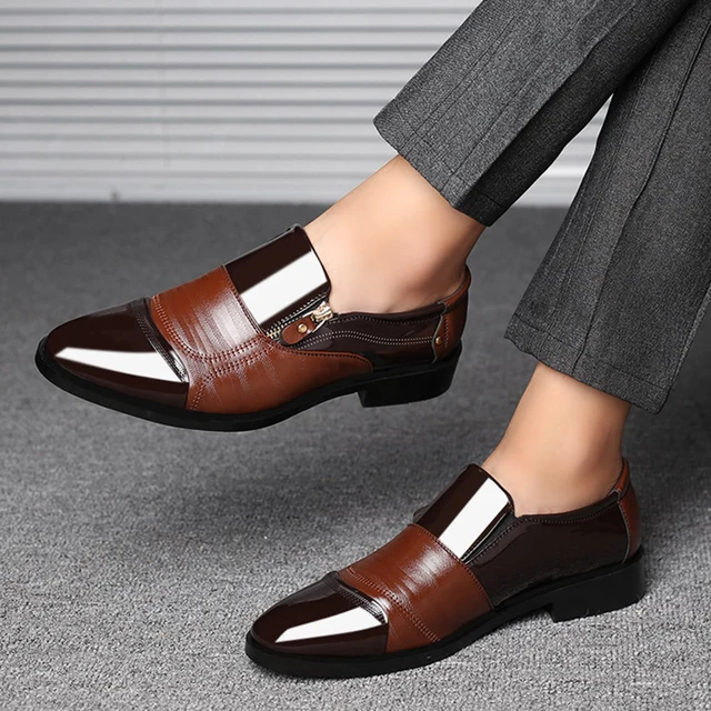 Chaussures habillées classiques pour hommes d'affaires, mode élégantes chaussures de mariage formelles pour hommes chaussures Oxford de bureau pour hommes noires 6