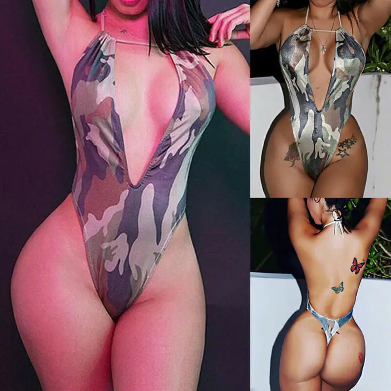 New Womens Sexy Thong Swimsuit Bodysuit One-piece Suits Swimwear Leotard Dancewear S-XL |