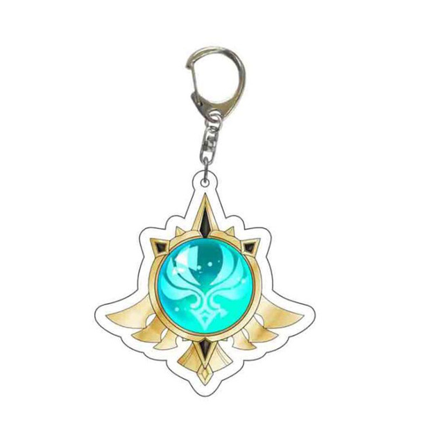 Game Genshin Impact Keychain Eyes of God keychains Luminous Metal Keychains Genshin God Eyes Fashion Lanyard Cosplay Pendant