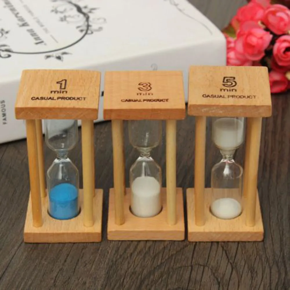 

1/3/5Min Wooden Hourglass Sand Ornaments Mahogany Hourglass Crafts Timer Clocks for Kitchen Home Office Decoration G726