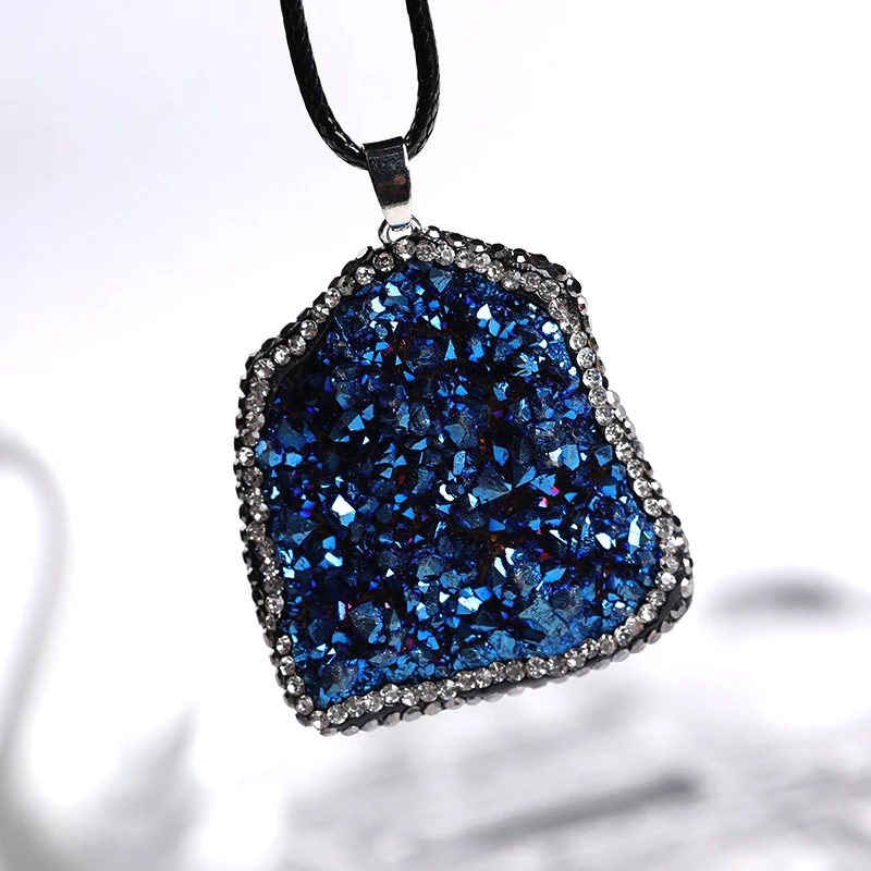 1PC 100% Natural Crystal Quartz Pendant Electroplated Colourful