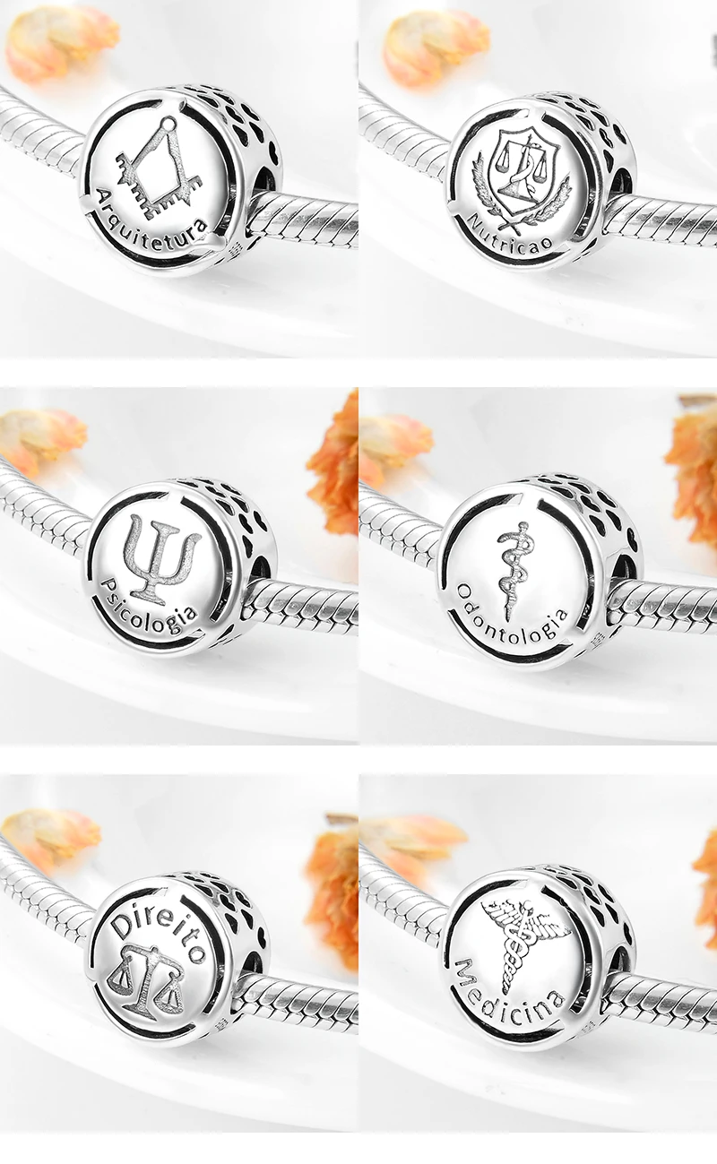 New 925 Sterling Silver Symbol Doze Portuguese language career Beads Fit Original Pandora Charm Bracelet necklace Jewelry