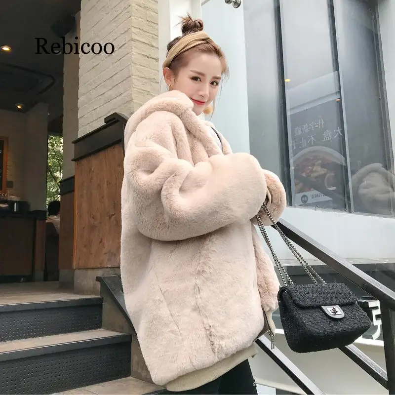 hooded faux fur coat womens