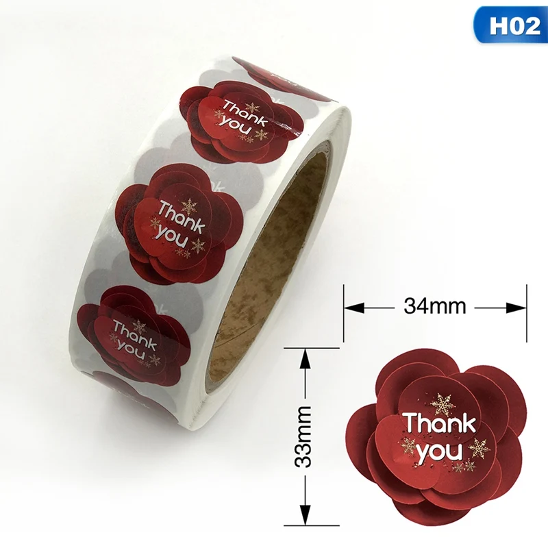 02 600pcs for 1 Roll 600 шт./компл. Цветы Сердце Спасибо наклейки этикетки для печати для подарка средство герметизации упаковки паста офисные школьные принадлежности милые канцелярские принадлежности - Цвет: 02 600pcs for 1 Roll