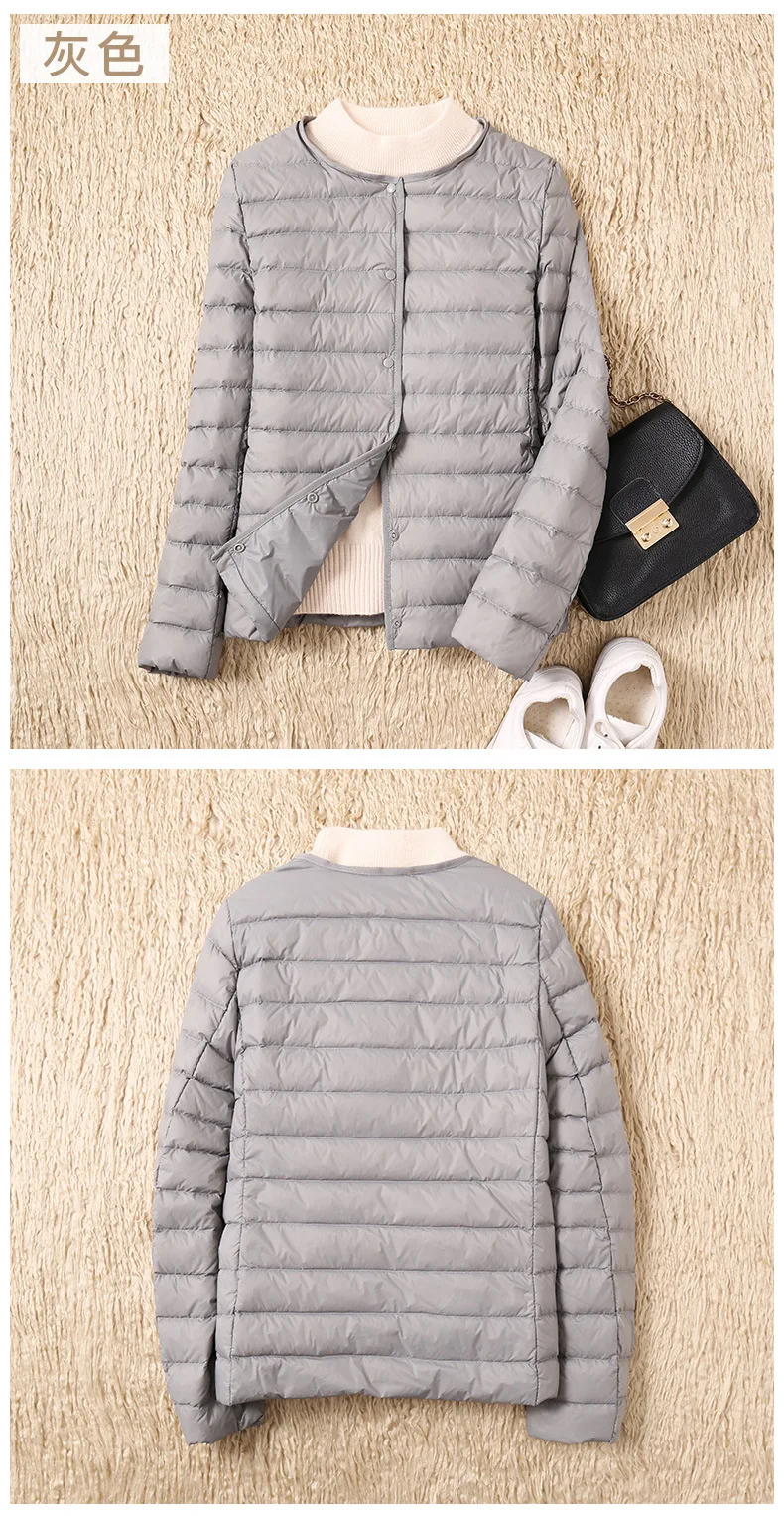 Thin down Jacket Women's Short Autumn And Winter New Style Fashion Korean-style Slim Fit Slimming Thin Crew Neck Coat Large