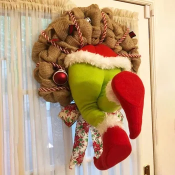 

Festival Artificial DIY Stealer Home Door Hanging Indoor Outdoor Christmas Wreath Thief Design Party Decoration Reusable Window