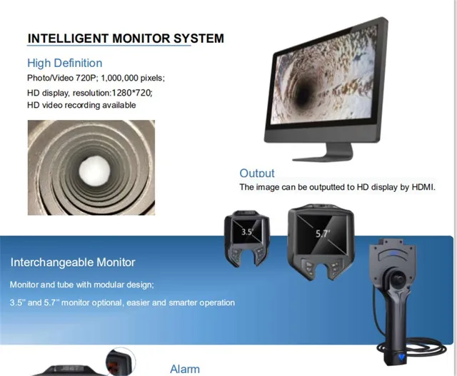 3.5 Inch 360 Degree Articulate Endoscope Camera Temperature Alarm Joystick Control Function 4