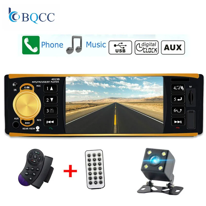Автомагнитола 1 din Авто Аудио Стерео FM Bluetooth USB AUX камера заднего вида рулевое колесо дистанционное управление