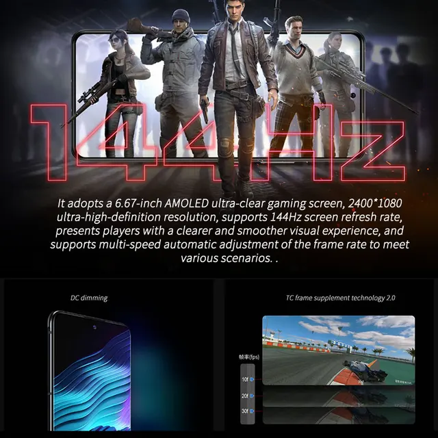 World Premiere Global Version Nubia RedMagic 6R Gaming Smartphone 6.67‘’ Snapdragon 888 Octa Core 64MP Quad Camera Red Magic 6R 5