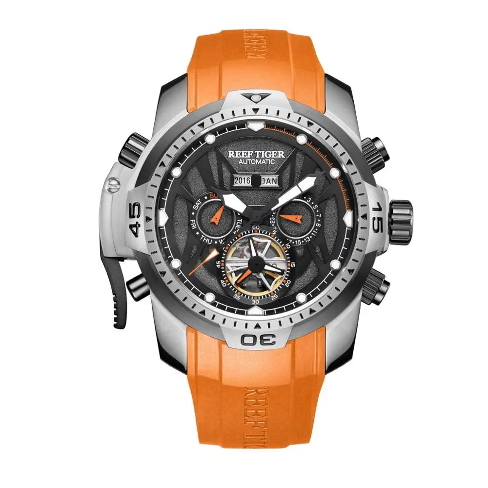 Мужские спортивные Автоматические наручные часы мужские механические Reef Tiger