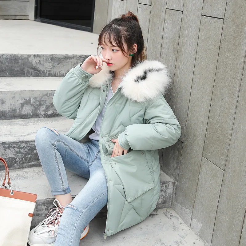 

Cotton-padded Clothes Women's Mid-length 2019 Winter New Style down Jacket Cotton-padded Clothes Korean-style Slim Fit Hooded Th