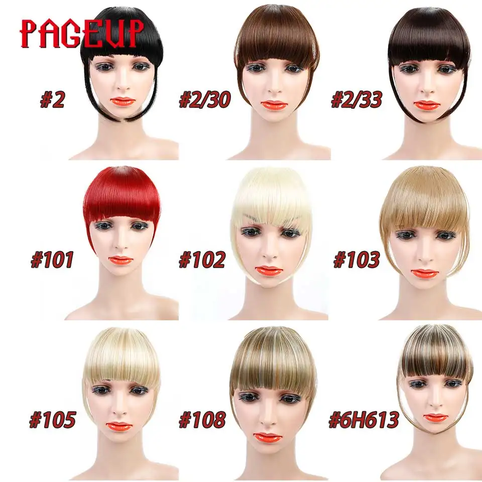 Pageup черный коричневый блонд клипса в челке волосы для наращивания для женщин высокая температура синтетического волокна короткие передние челки