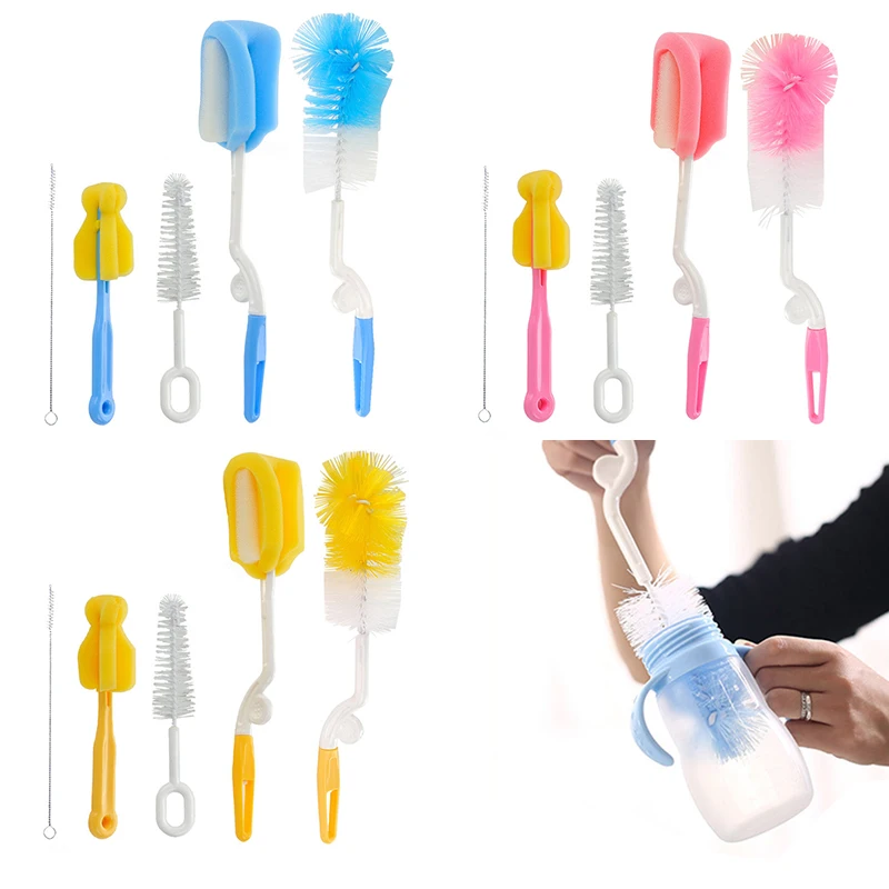 

5pcs/set Baby Bottle Brush 360 Degree Sponge Cleaner Plastic Glass Milk Water Cup Cleaning Tools Dummy Nipple Pacifier Brushes
