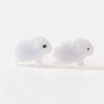Sheep Purple K084 BIGBING ювелирные изделия, модные рождественские керамические серьги-гвоздики ручной работы с рыбками, китами, Свинкой, жирафом, Кроликом, собакой, лебедем, улиткой, бабочкой - Окраска металла: Sheep Purple