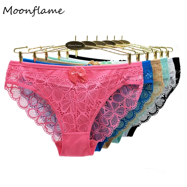 Moonflame 5 pcs/lot Lace Underwear Lady Briefs 2023 New Arrival