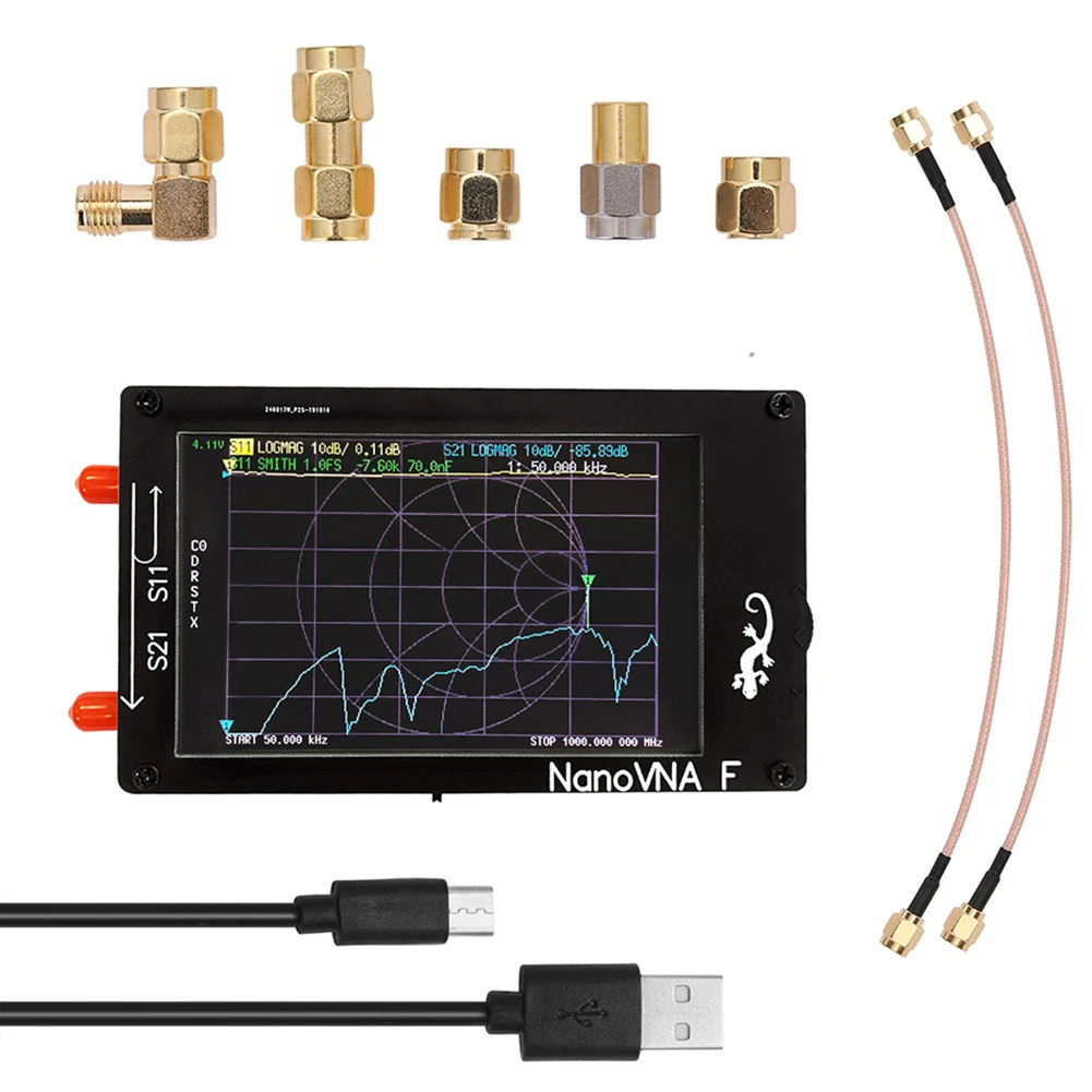 Professional Nanovna-f Portable Vector Network Analyzer Meter SWR 50KHz-1000MHz 4.3 inch IPS MF HF VHF Antenna Analyzer