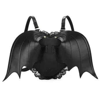 

Black Angel Devil Bat Backpack Women's Lace Backpack Women's Fashion Bag Soft Polyester Cotton Bat Backpack