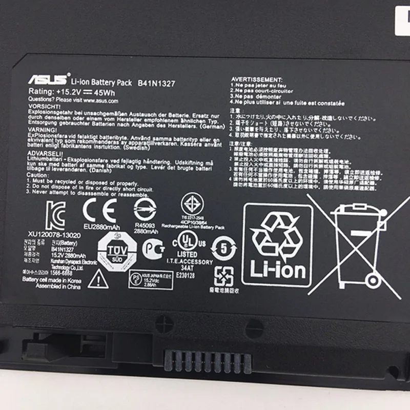 Аккумулятор ASUS 2880mAh B41N1327 для ASUS ROG B41N1327 B551 B551L B551LG B551LA-CR026G B41Bj25 del Computer Portatile