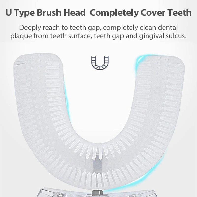 360℃ ligent Automatic Electric Toothbrush USB Charging Tooth Whitening U-Shape Toothbrush