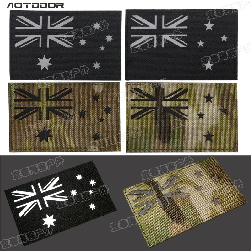 

IR Reflective Australia New Zealand Flag Embroidered Patches Tactical Military Morale Patches Australian Flags Embroidery Badges