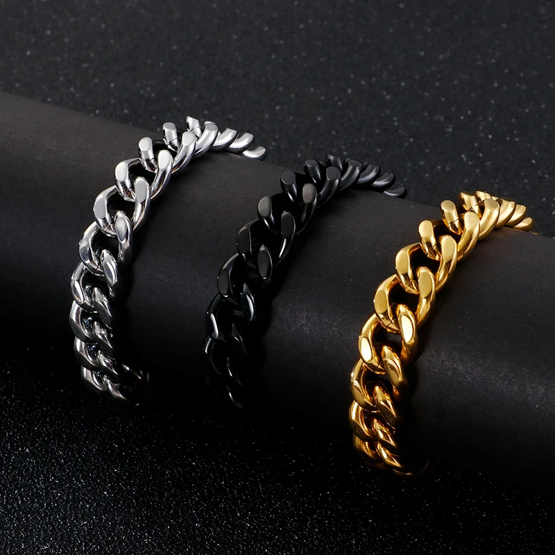 Pulsera De Oro Negro/azul Oscuro Para Hombre, Pulsera De Oro Macizo De 14 Quilates Para Hombre, Pulsera De Oro Auténtico Para Hombre (18-20 Cm), Brazalete De Acero Inoxidable Y Oro Para Hombre