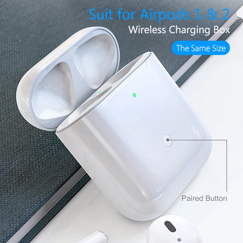 Najtaniej Bezprzewodowa wymiana obudowy ładowania Qi dla Airpods 450Mah ładowanie Bluetooth z parowaniem Pop up Windows dla Airpods Pod strąkami 1 2