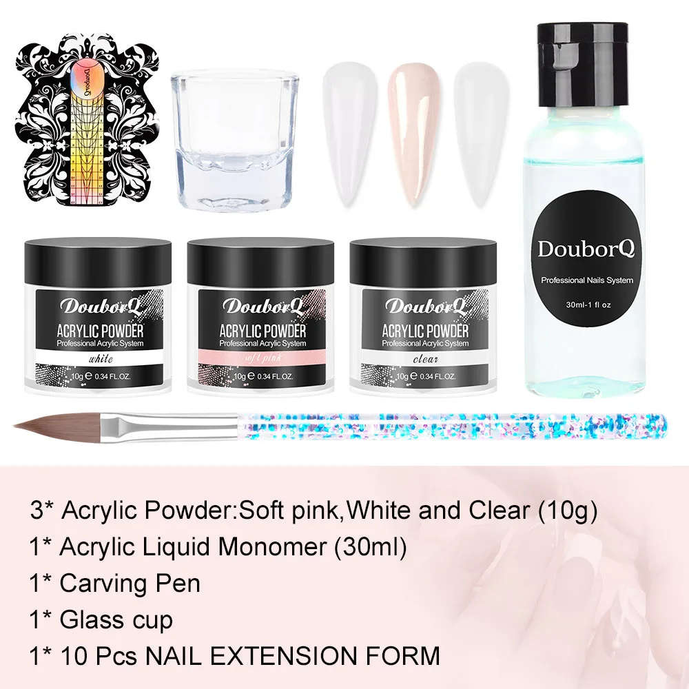 Glitter para Extensão do Unha Profissional Acrílico pó Mergulho Esculpir Cristal Unha Builder Ferramentas Manicure Conjunto Kit 7 Pçs - Set 10 Beleza e saúde