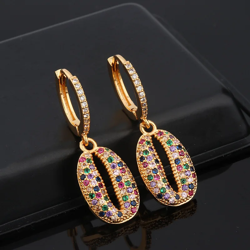 OMYFUN Luxury Dangle Earrings Mixed Color CZ Micro Pave Luxury Earring For Wedding Party Gift aretes mujer bijoux semi joyas E43