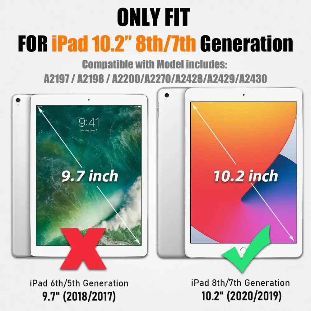 For Ipad 7th 8th Generation 2019 2020 Case with Pencil Holder Ultra Slim Auto-Sleep Smart Cover for Ipad cases 10.2 Inch