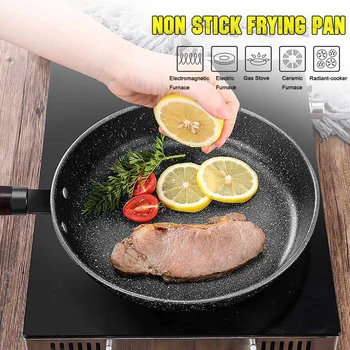 

PFOA NonStick Coating Frying Pan Cast Iron Skillet Safe Cooking Pan Set Multipurpose Cookware Silicone Handles Round Skillet