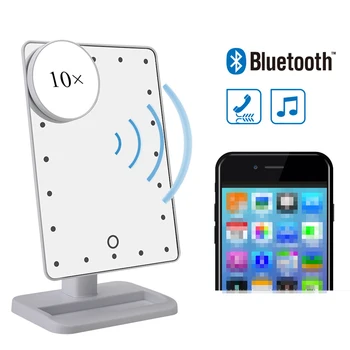 

LED Light Bluetooth Audio Makeup Mirror With Touch Screen Dimmable Movable 10X Magnification 180 ° Rotating Makeup Mirror