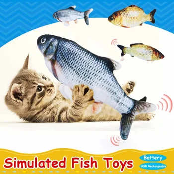 

3D Fish Cat Toy Electric Simulation Fish Toys Interactive Gifts Fish Catnip Toys Stuffed Pillow Doll Fish USB / Battery Powered