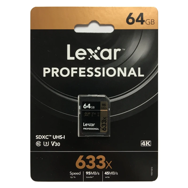 Lexar 633x64 Гб U3 SDXC 128 ГБ 256 512 SD карта профессиональная памяти чтение до 95 ° для